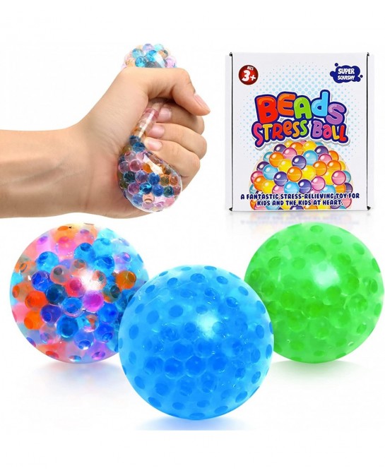 3 Set Water Beads Stress Relief Squeezing Balls for Kids and Adults: Best Calming Tool to Relieve Anxiety Vent Mood and Impro...