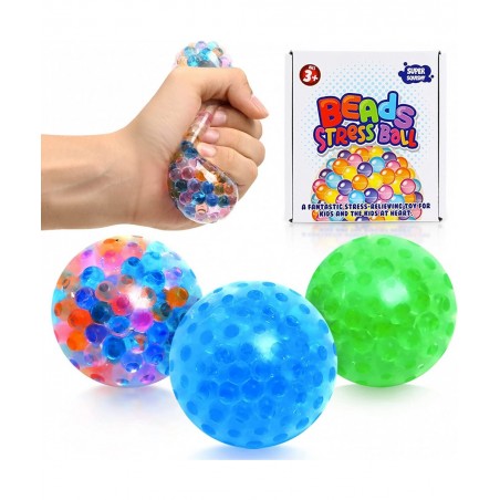 3 Set Water Beads Stress Relief Squeezing Balls for Kids and Adults: Best Calming Tool to Relieve Anxiety Vent Mood and Impro...