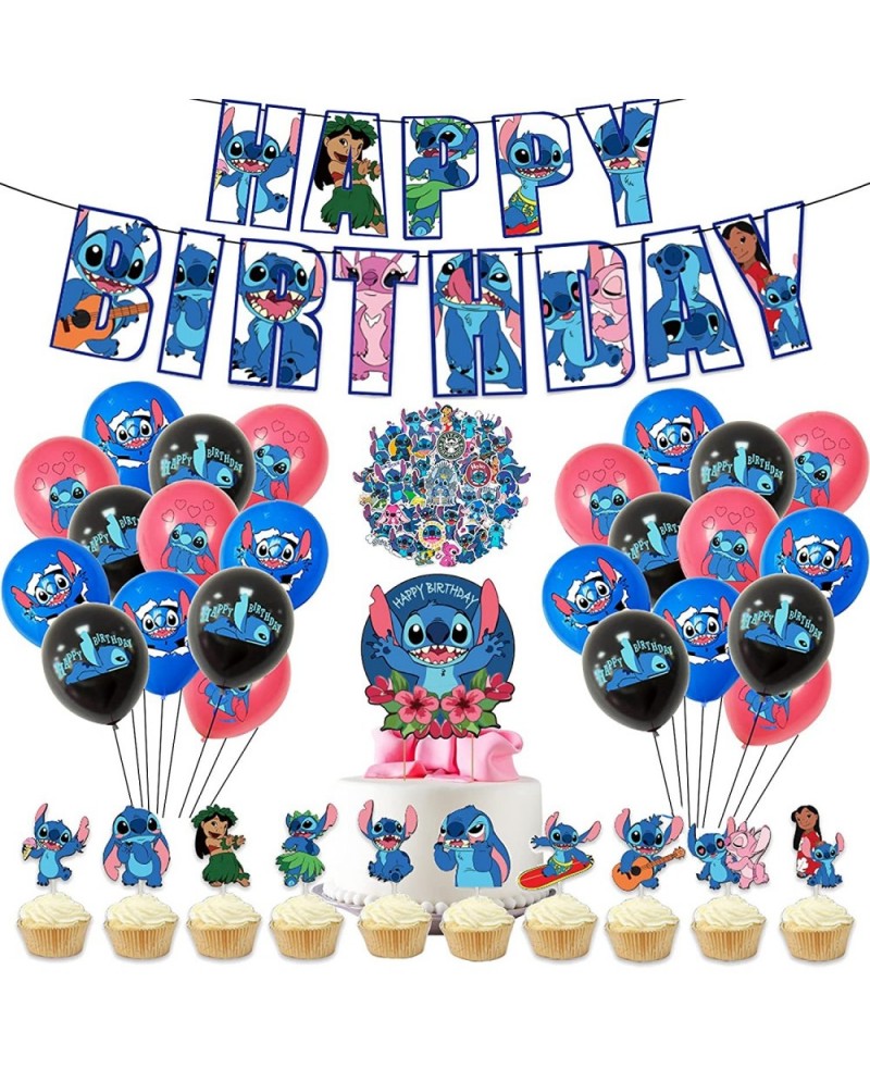 Baby Stitch Party Decorations Birthday Party Supplies Include Happy Birthday Banner Stitch Balloons Stitch Cupcake Topper Cak...