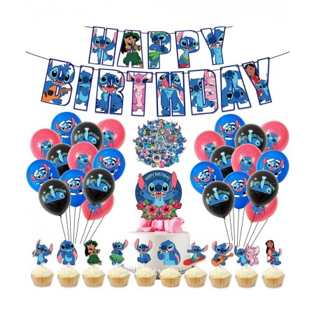 Baby Stitch Party Decorations Birthday Party Supplies Include Happy Birthday Banner Stitch Balloons Stitch Cupcake Topper Cak...