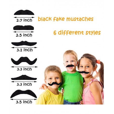 48 Pieces Self Adhesive Fake Mustaches Novelty Mustache for Halloween Fiesta Costume Masquerade Party Supplies Black $15.51 K...