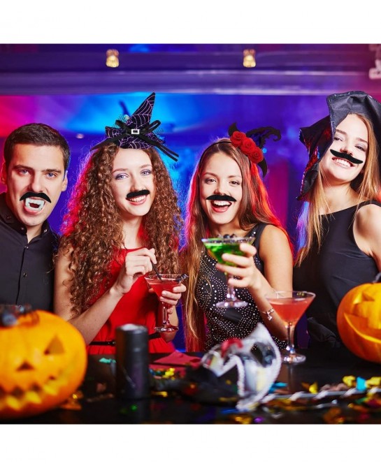 48 Pieces Self Adhesive Fake Mustaches Novelty Mustache for Halloween Fiesta Costume Masquerade Party Supplies Black $15.51 K...