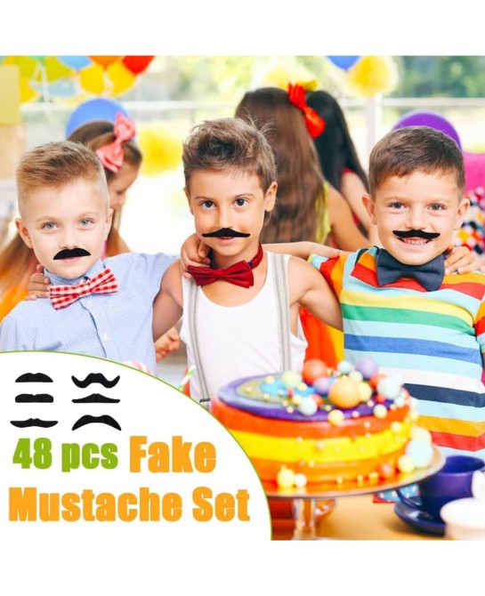 48 Pieces Self Adhesive Fake Mustaches Novelty Mustache for Halloween Fiesta Costume Masquerade Party Supplies Black $15.51 K...