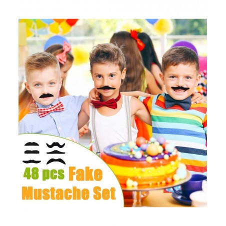 48 Pieces Self Adhesive Fake Mustaches Novelty Mustache for Halloween Fiesta Costume Masquerade Party Supplies Black $15.51 K...
