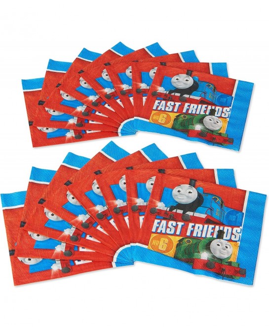 Thomas All Aboard Design Luncheon Paper Napkins - 6.5" x 6.5" - Multicolor - Pack of 16 $15.83 Kids' Party Tableware