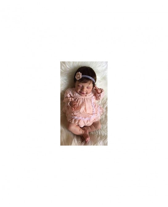 52CM Cute Alive Reborn Doll Sleeping Smile Baby Handmade Silicone Vinyl Look Real Soft Touch Cuddly Newborn Collectible Art D...