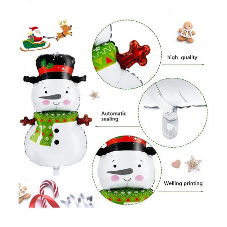 10 Pieces Christmas Foil Balloons Santa Reindeer Snowman Elk Christmas Tree Balloon Decoration for Xmas Winter Theme Birthday...