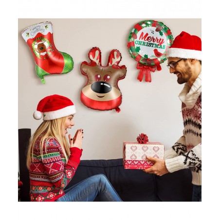 10 Pieces Christmas Foil Balloons Santa Reindeer Snowman Elk Christmas Tree Balloon Decoration for Xmas Winter Theme Birthday...