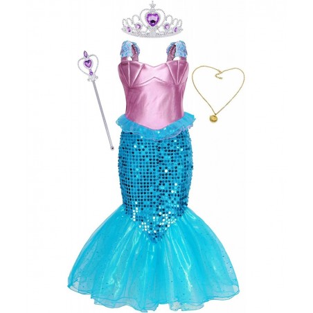 Mermaid Dress for Girls Halloween Mermaid Costume Birthday Party Dress Up Outftis with Accessories $45.74 Kids' Costumes