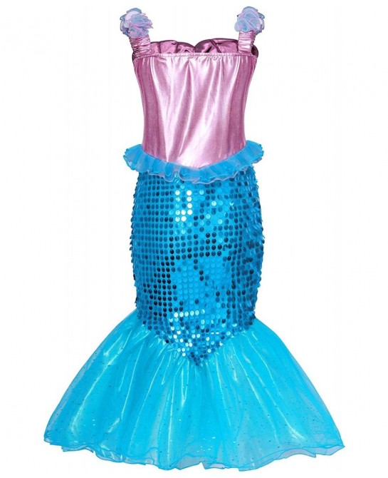 Mermaid Dress for Girls Halloween Mermaid Costume Birthday Party Dress Up Outftis with Accessories $45.74 Kids' Costumes