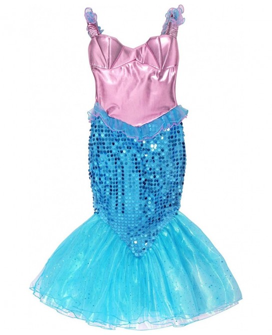 Mermaid Dress for Girls Halloween Mermaid Costume Birthday Party Dress Up Outftis with Accessories $45.74 Kids' Costumes