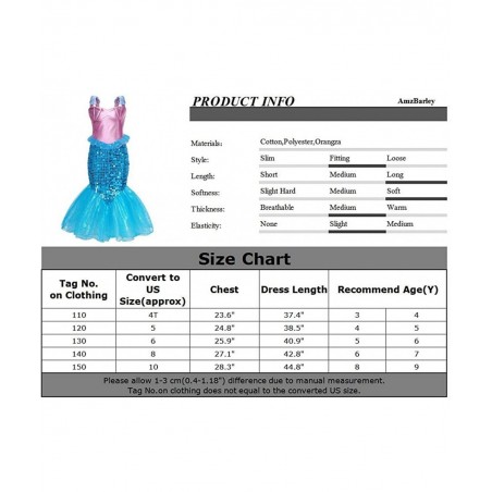 Mermaid Dress for Girls Halloween Mermaid Costume Birthday Party Dress Up Outftis with Accessories $45.74 Kids' Costumes