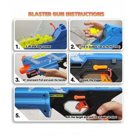 Blaster Gun with Protective Goggles and 100 Rounds for Boys and Girls Up to 110 FPS Compatible with Nerf Hyper Rounds Darts E...