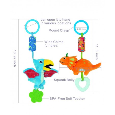 Baby Toys for 0 3 6 9 12 Months Soft Rattle Wind Chime Car Seat Crib Stroller Toys Dinosaur Baby Hanging Toys Birthday Christ...