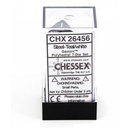 CHX26456 Dice-Gemini Steel-Teal/White Set One Size Multicolor $17.93 Game Accessories