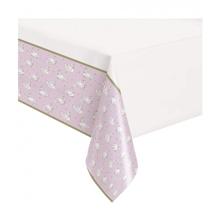 Swan Birthday Plastic Tablecover - 1 Pc $17.36 Kids' Party Tablecovers