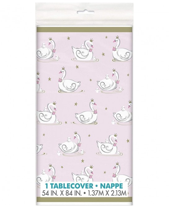 Swan Birthday Plastic Tablecover - 1 Pc $17.36 Kids' Party Tablecovers