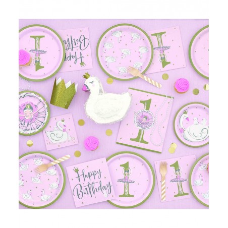 Swan Birthday Plastic Tablecover - 1 Pc $17.36 Kids' Party Tablecovers