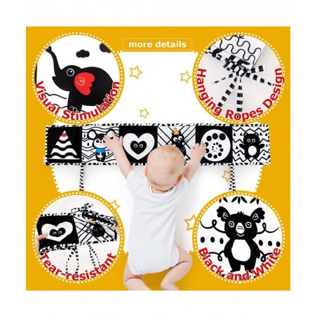 Black and White High Contrast Baby Book Infant Tummy Time Newborn Toys 0 3 Months Brain Development Stroller Toys Crinkle Fol...