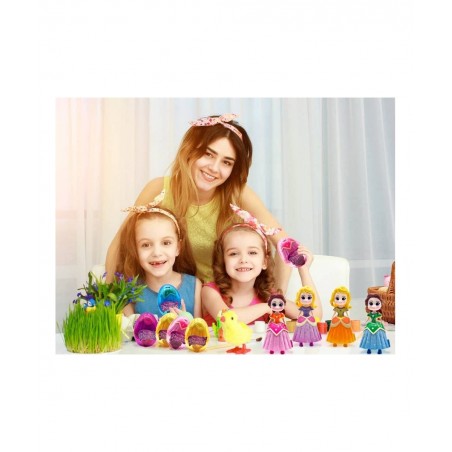 4 Pack Princess Jumbo Deformation Pre-Filled Easter Eggs with Toys Inside for Kids Girls Boys Gifts Easter Basket Stuffers Pa...