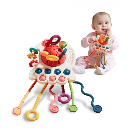 Baby Toys 6 to 12 Months Sensory & Montessori Toys for 1 Year Old Octopus Pull String Toys Travel & Teething Toys for Car Sea...