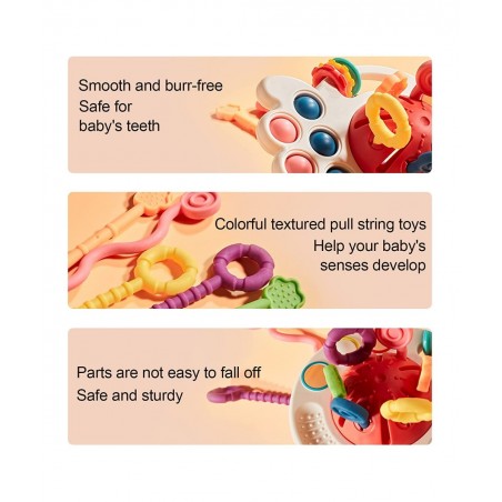 Baby Toys 6 to 12 Months Sensory & Montessori Toys for 1 Year Old Octopus Pull String Toys Travel & Teething Toys for Car Sea...