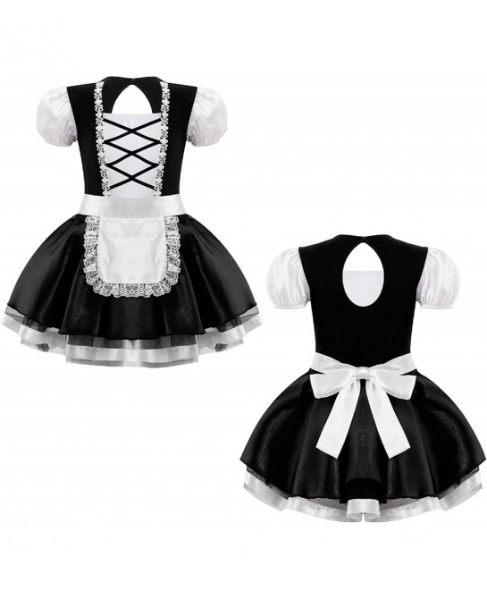 Kids Girls French Maid Costume Halloween Anime Maid Uniform Dress Fancy Cosplay Outfits $24.40 Kids' Costumes
