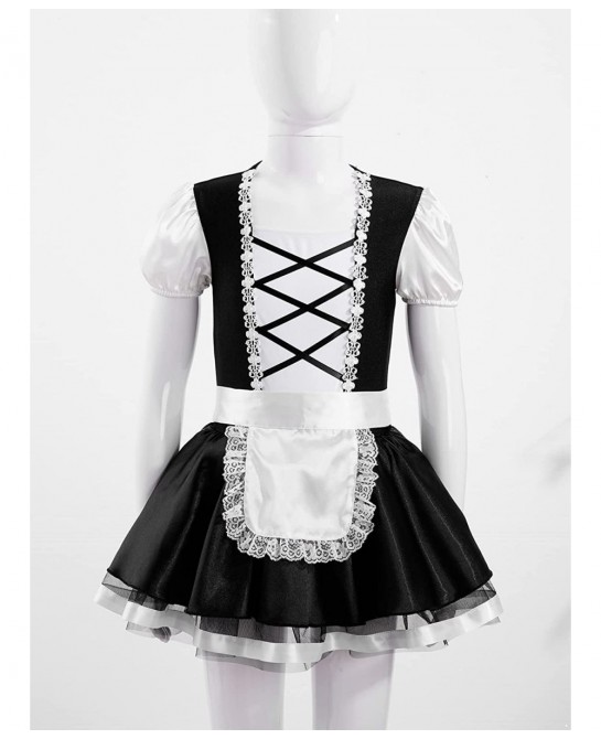 Kids Girls French Maid Costume Halloween Anime Maid Uniform Dress Fancy Cosplay Outfits $24.40 Kids' Costumes