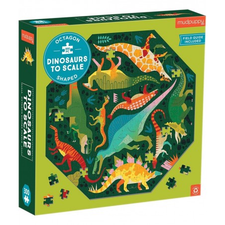 Mudpuppy’s Dinosaurs to Scale 300 Piece Octagon Shaped Puzzle Multi-Directional Artwork can be Pieced Together from Any Side ...