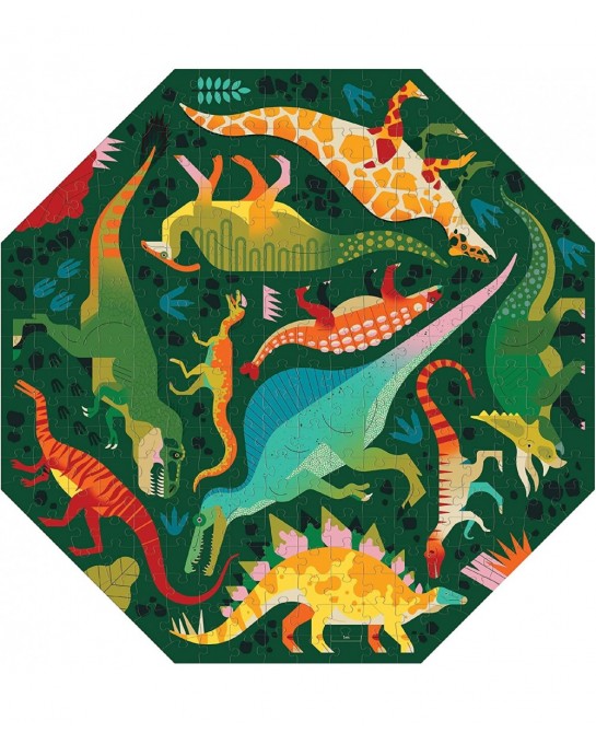 Mudpuppy’s Dinosaurs to Scale 300 Piece Octagon Shaped Puzzle Multi-Directional Artwork can be Pieced Together from Any Side ...