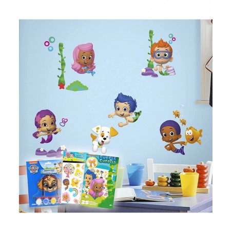 RoomMates Bubble Guppies Wall Decals Bundle ~ 44 Pc Bubble Guppies Room Decor with Bubble Guppies Stickers and Tattoos Plus P...