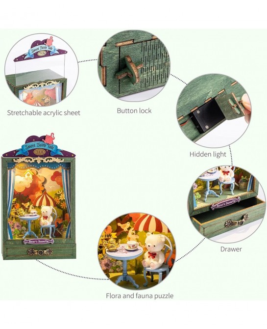 DIY Miniature Dollhouse Kits 3D Wooden Mini Model Tiny House Building Sets with Lights and Movable Furniture DIY Craft Gifts ...