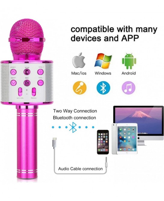 Christmas Toys Kids Girls Karaoke Microphone Wireless Bluetooth Karaoke Microphone for Kids Girls Singing Toys for 3-12 Year ...