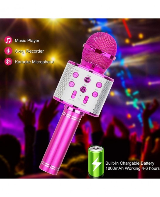 Christmas Toys Kids Girls Karaoke Microphone Wireless Bluetooth Karaoke Microphone for Kids Girls Singing Toys for 3-12 Year ...