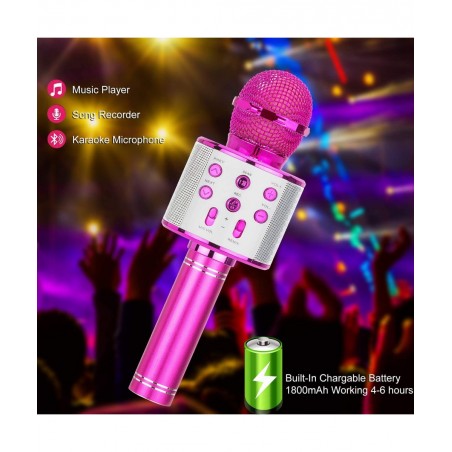 Christmas Toys Kids Girls Karaoke Microphone Wireless Bluetooth Karaoke Microphone for Kids Girls Singing Toys for 3-12 Year ...
