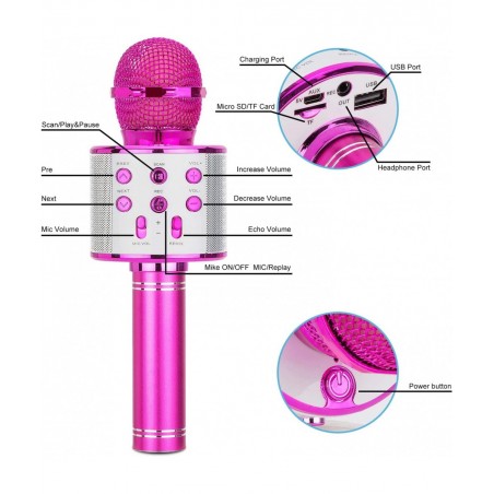 Christmas Toys Kids Girls Karaoke Microphone Wireless Bluetooth Karaoke Microphone for Kids Girls Singing Toys for 3-12 Year ...