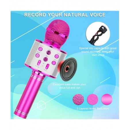 Christmas Toys Kids Girls Karaoke Microphone Wireless Bluetooth Karaoke Microphone for Kids Girls Singing Toys for 3-12 Year ...