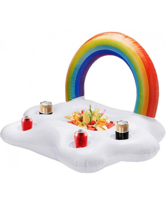 Inflatable Buffet Cup Holder Rainbow Cloud Pool Floats for Drink Fruit Donuts Pool rafts Accessories for Adults Kids Swimming...