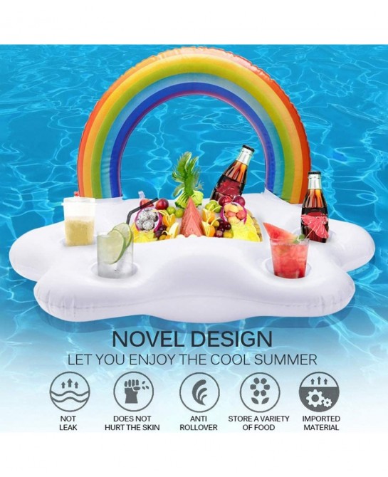 Inflatable Buffet Cup Holder Rainbow Cloud Pool Floats for Drink Fruit Donuts Pool rafts Accessories for Adults Kids Swimming...