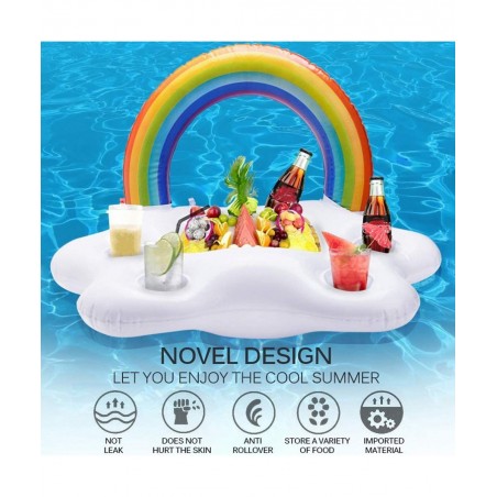 Inflatable Buffet Cup Holder Rainbow Cloud Pool Floats for Drink Fruit Donuts Pool rafts Accessories for Adults Kids Swimming...