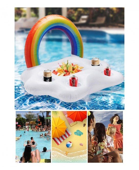 Inflatable Buffet Cup Holder Rainbow Cloud Pool Floats for Drink Fruit Donuts Pool rafts Accessories for Adults Kids Swimming...