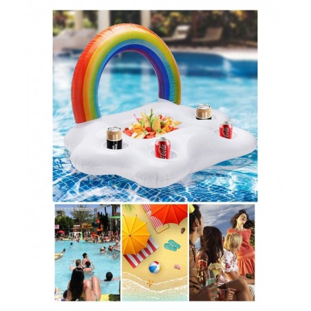 Inflatable Buffet Cup Holder Rainbow Cloud Pool Floats for Drink Fruit Donuts Pool rafts Accessories for Adults Kids Swimming...