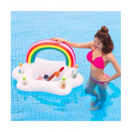 Inflatable Buffet Cup Holder Rainbow Cloud Pool Floats for Drink Fruit Donuts Pool rafts Accessories for Adults Kids Swimming...