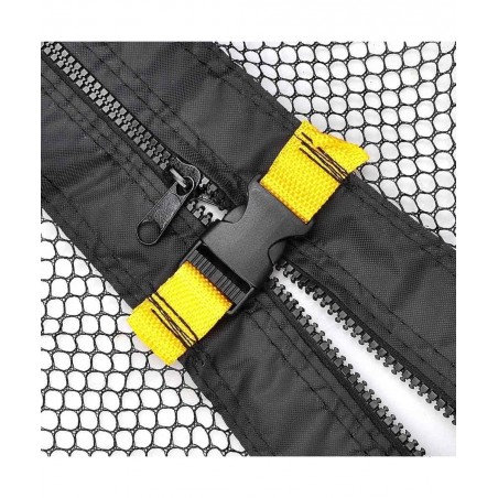 Durable Black 15’ Ft Trampoline Enclosure Safety Mesh Net 71” Ht Replacement Screen Netting Zip Strap Buckle Closure Polyeste...