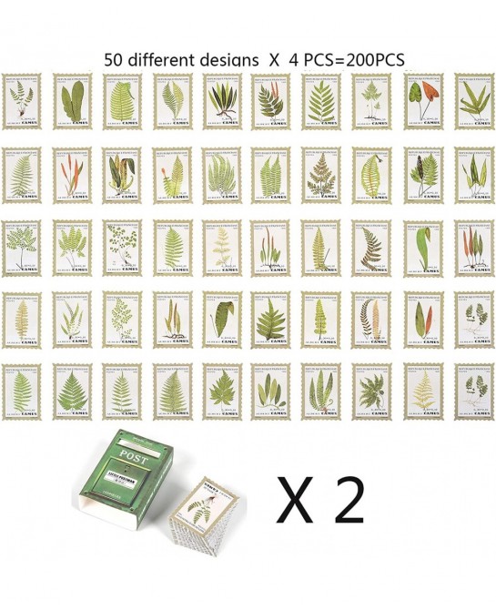 Vintage Postage Stamp Flake Stickers Set (200Pieces)-Planner Plant Stickers for journaling Scrapbooking Bullet Journals Kid D...