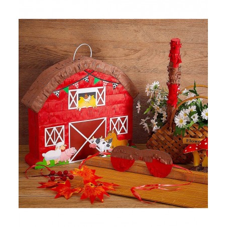 Farm Pinata Bundle Fiesta Pinata Farmhouse Pinata Set Includes Barnyard Pinata Bat Stick Confetti and Blindfold Mask for Farm...