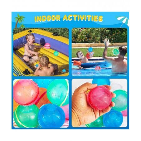 Reusable Water Balloons Quick Fill Self Sealing Refillable Water Bombs for Kids Adults Latex-Free Silicone Splash Water Ball ...