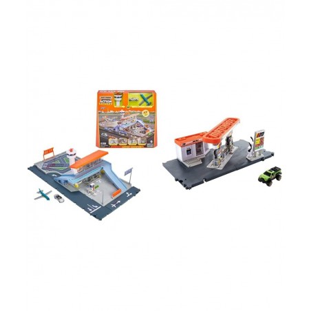 Action Drivers Airport Adventure & Action Drivers Fuel Station Playset for Kids 3 Years Old & Up with 1 1:64 Scale Vehicle Fi...