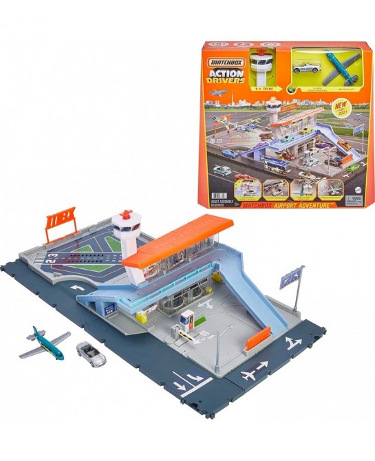 Action Drivers Airport Adventure & Action Drivers Fuel Station Playset for Kids 3 Years Old & Up with 1 1:64 Scale Vehicle Fi...