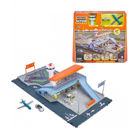 Action Drivers Airport Adventure & Action Drivers Fuel Station Playset for Kids 3 Years Old & Up with 1 1:64 Scale Vehicle Fi...